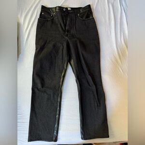 Abercrombie & Fitch Black Mixed Fabric Ankle Straight Ultra High Rise Jeans
